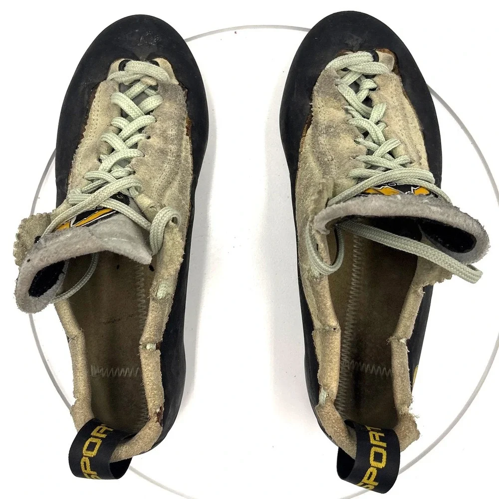 La Sportiva Mythos Climbing Shoes Tan Black Suede EU 37.5 US Women 6.5 Men 5.5